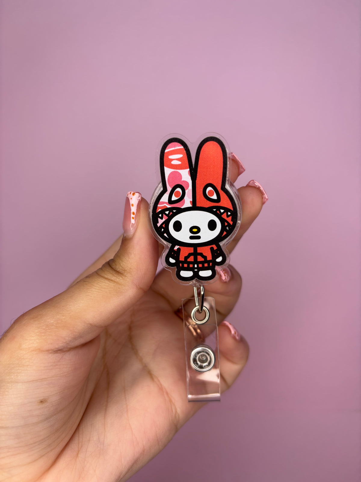 Baby bape kitty badge reel