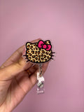 Leopard kitty badge reel