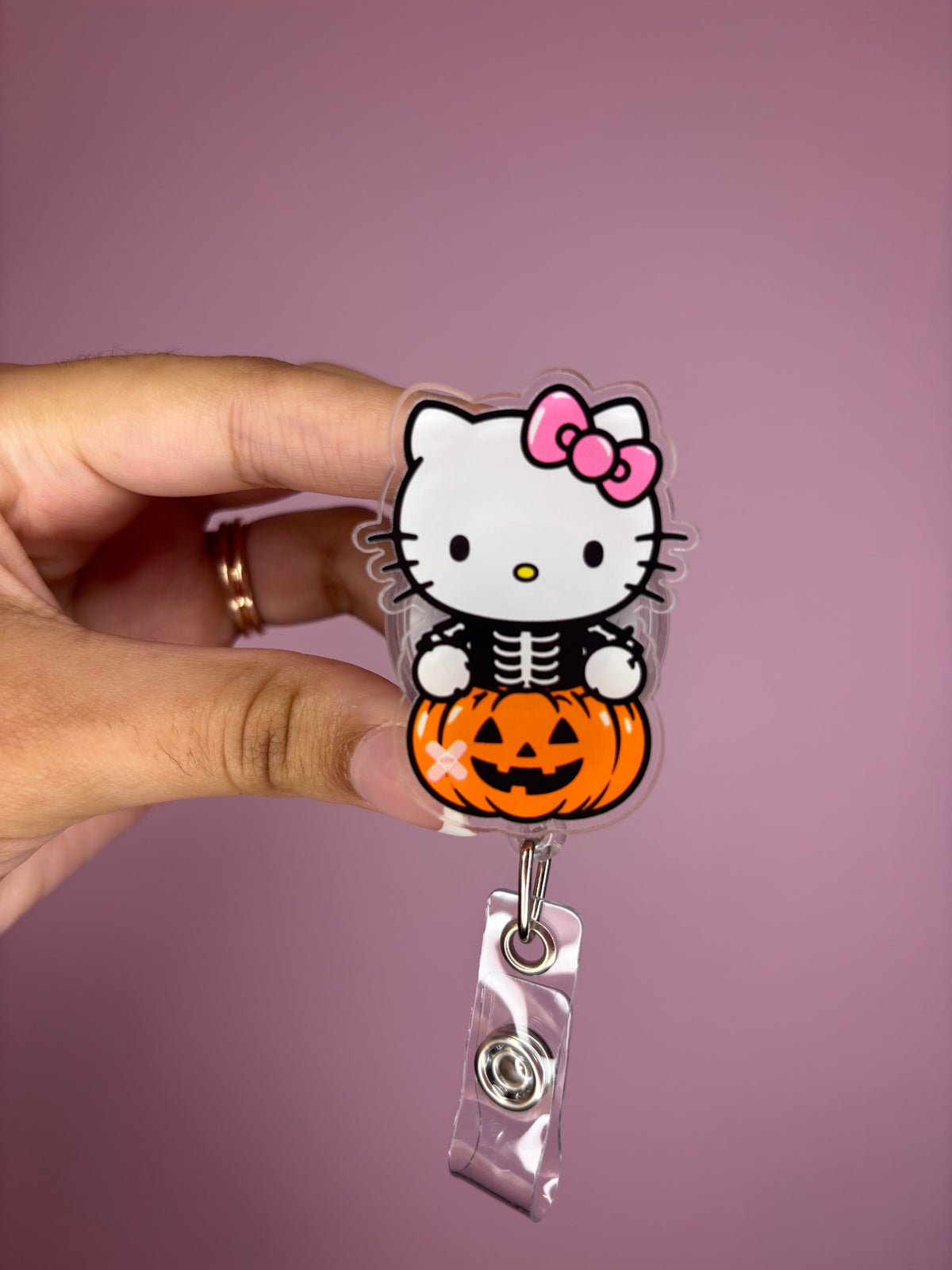 Pumpkin kitty badge reel