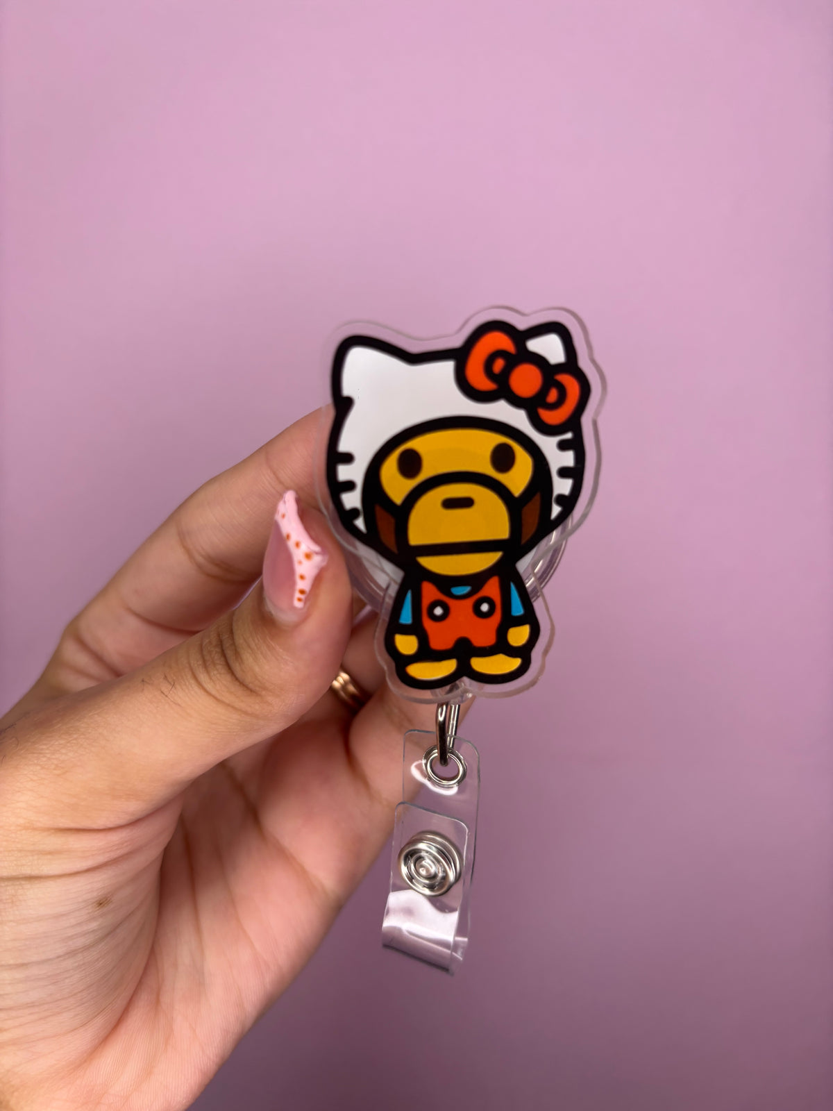 Bape kitty badge reel