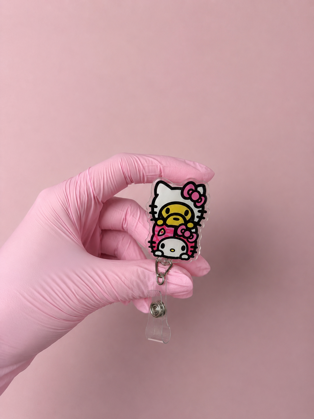 Pink Bape Kitty Badge Reel