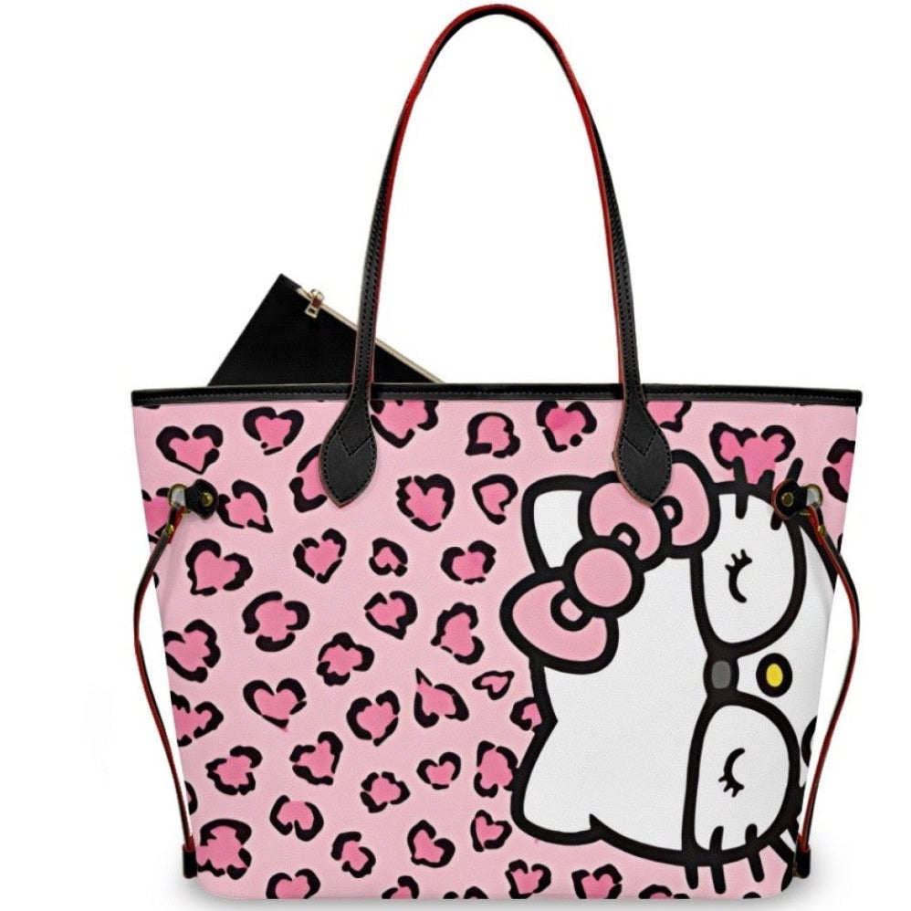 pink cheetah kitty tote