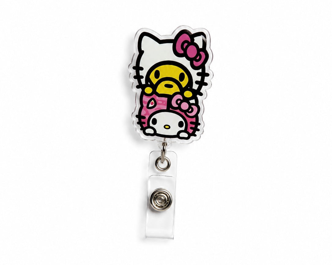 Pink Bape Kitty Badge Reel