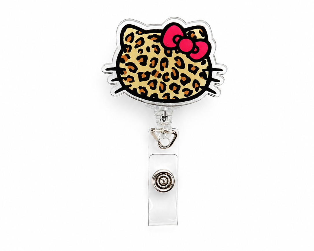 Leopard kitty badge reel